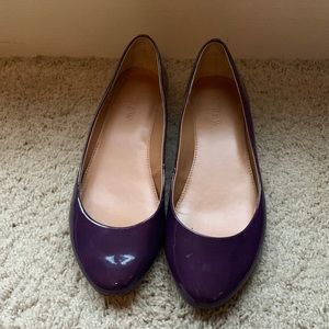 J.Crew ballet flats size 6 in plum with gold colored heel